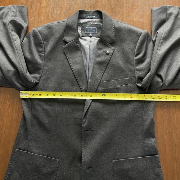 7 Diamonds Mens Medium 4 Way Stretch Blazer Dark Grey Modern 2 Button - Picture 7 of 14